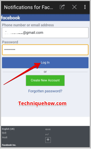 click on Log in