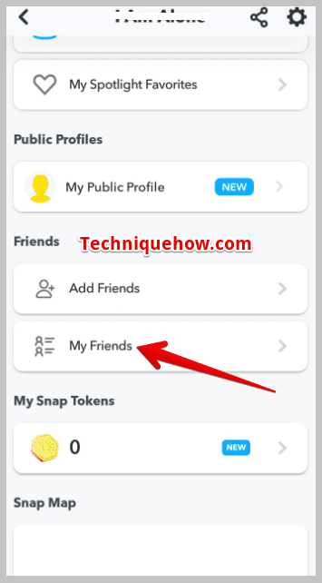 click on My Friends on snapchat