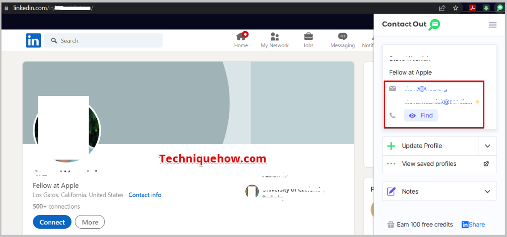 click on the ContactOut icon