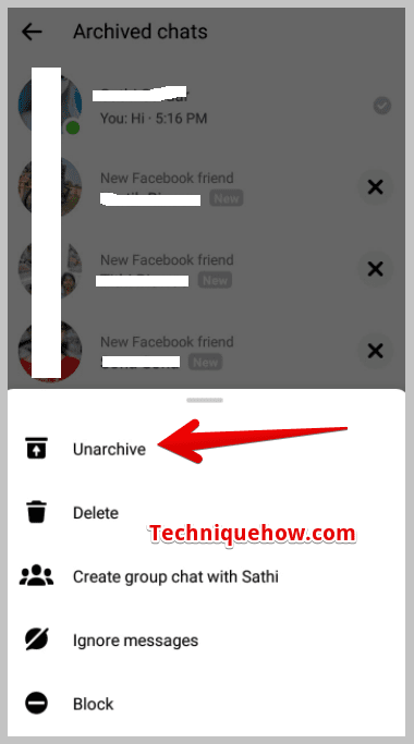 click on the Unarchive option