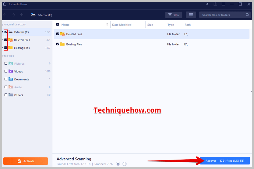 click on the blue Recover button