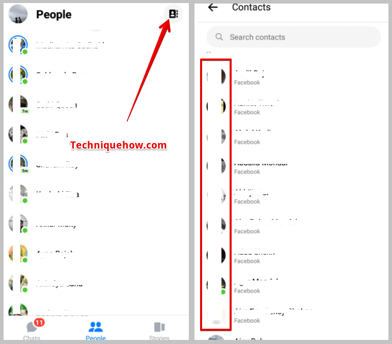click on the contacts icon