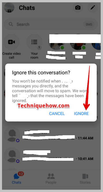 clicking on Ignore