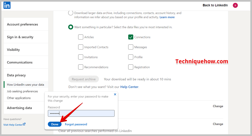 enter your account's password