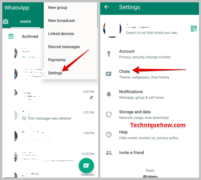 settings and click 'Chats'