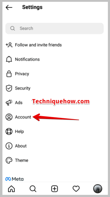 tap on the Accounts