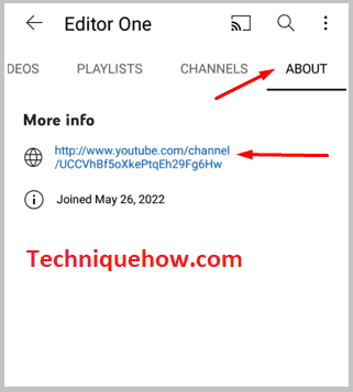 About section on youtube