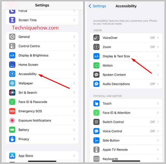 Accessibility, Display, and text size