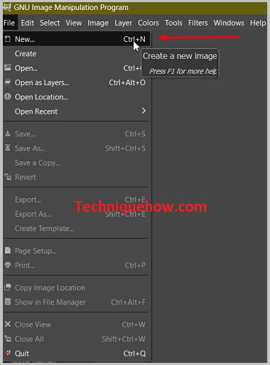 Add a new file on GIMP