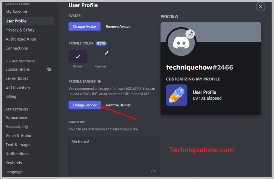 Change Banner blue button  on discrod