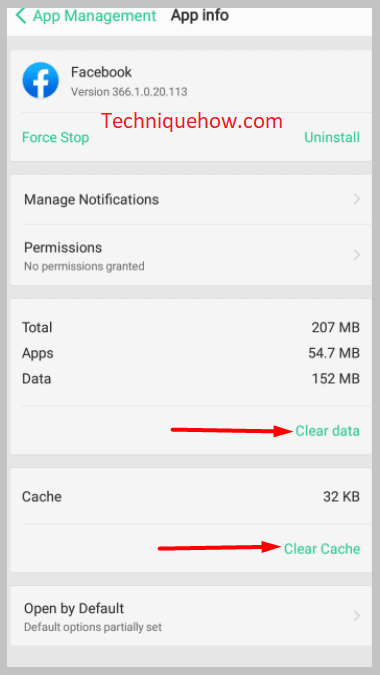 Clear data and Clear Cache