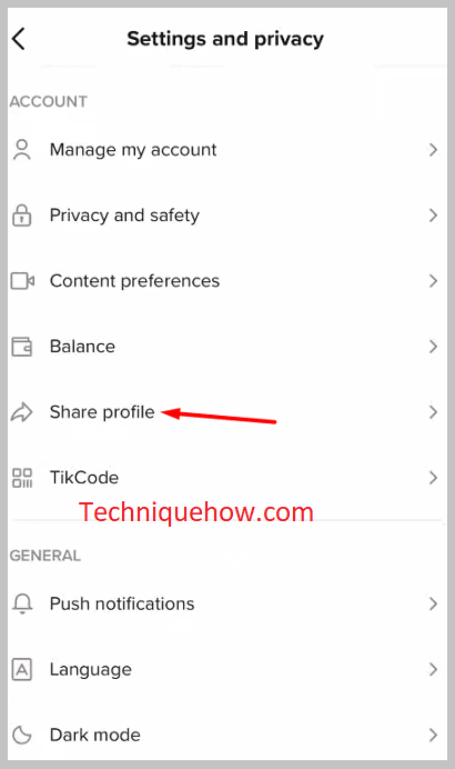 Click on the Share profile
