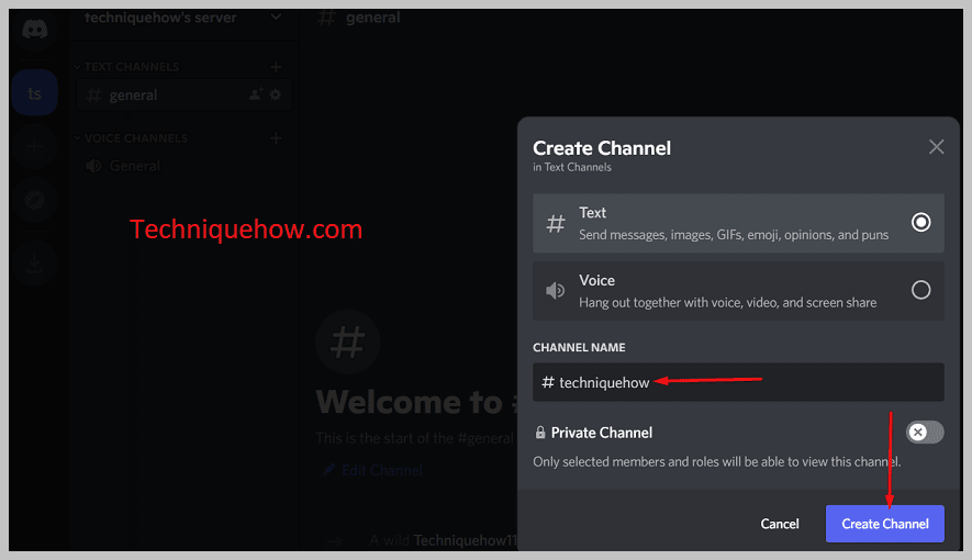 Create Channel button