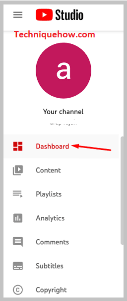 Go To dashboard on Youtube