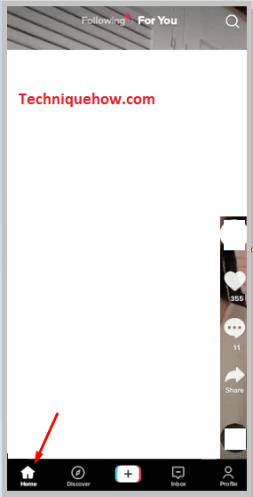 Home button on TikTok