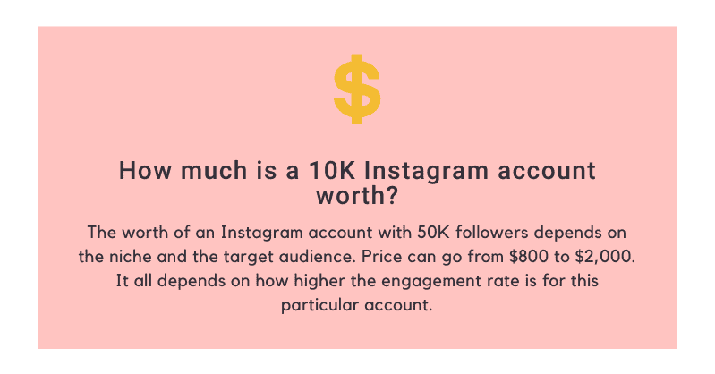 How much is a 10K Instagram account worth