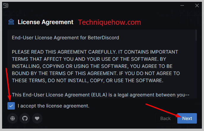 I accept the license agreement