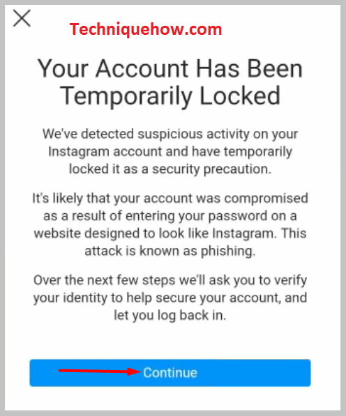 Instagram App & Tap 'Continue'