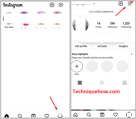 Open Instagram and Tap Three-Lines icon