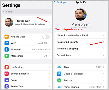 Open Settings and Tap on Name