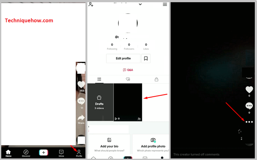 Open TikTok and tap on the three-dots icon