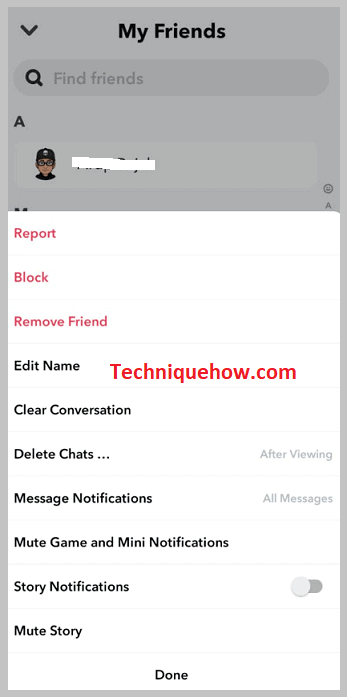 Remove Friend on snapchat