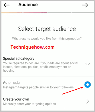 Select target audience