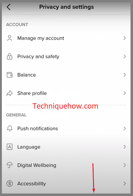 Settings and Privacy page