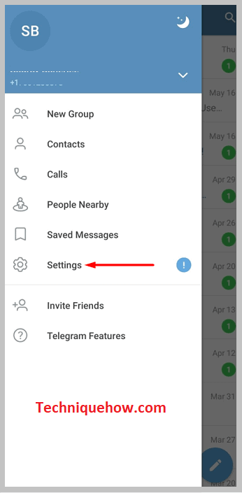 Settings on telegram