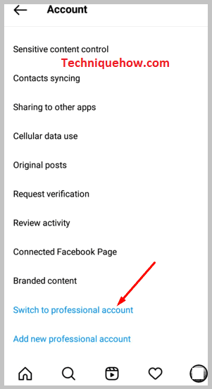 Switch to professional account