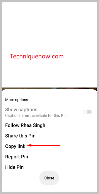 Tap on the Copy link on andriod