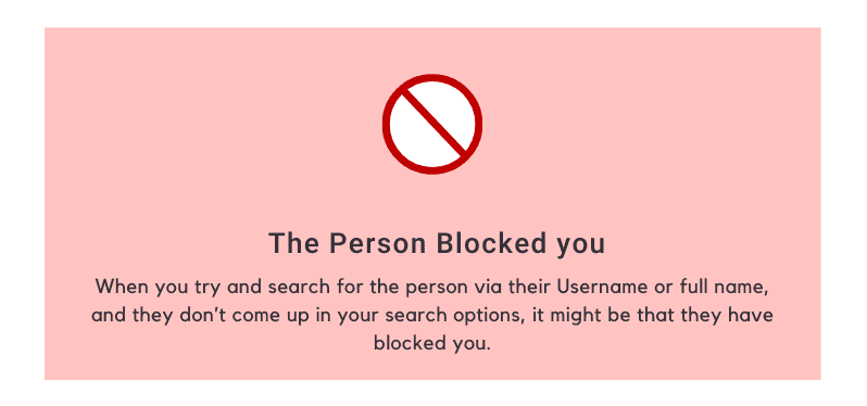 The person blocked you