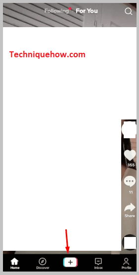 TikTok and select the + icon