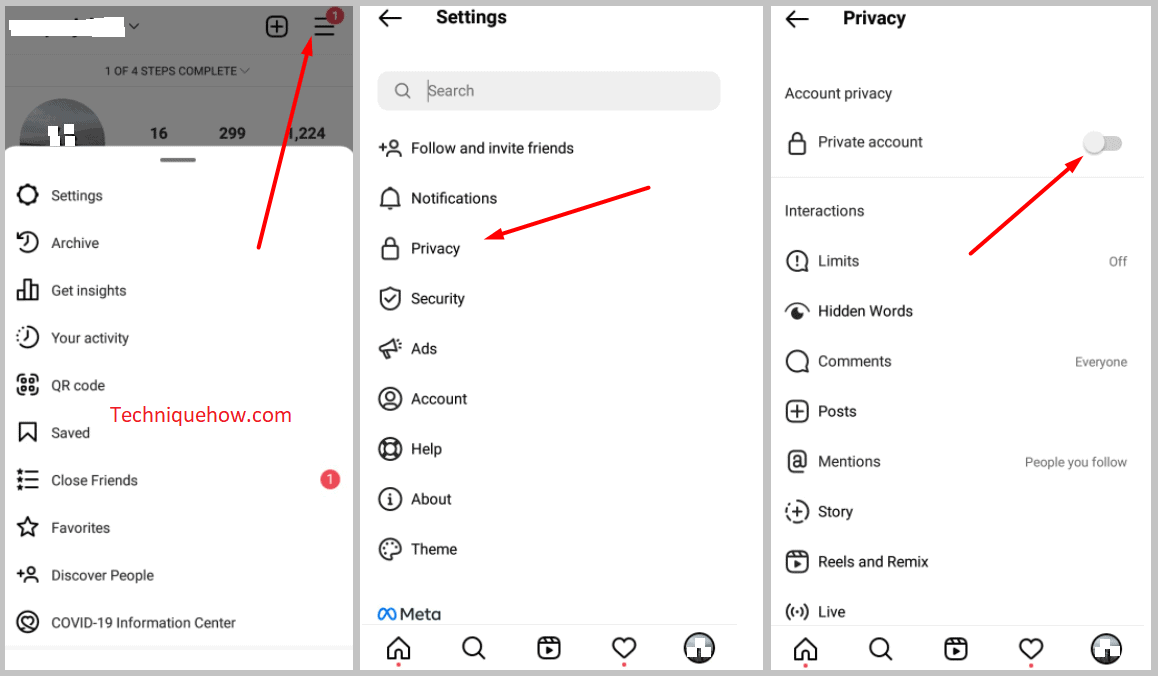 Turn off the Private account