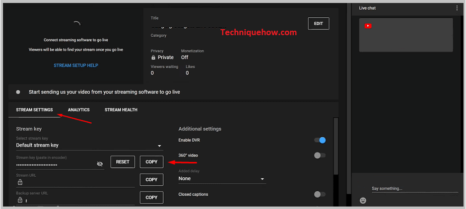 Under STREAMING SETTINGS