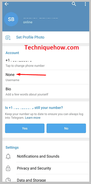 Username on telegram
