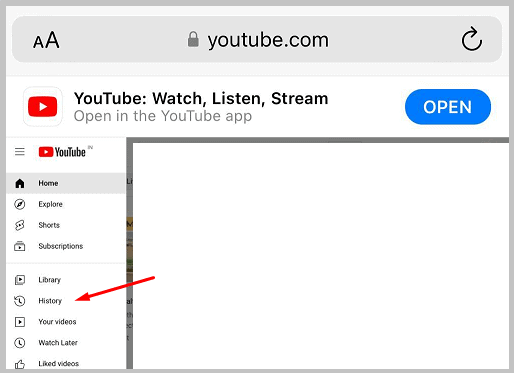 YouTube History on iphone