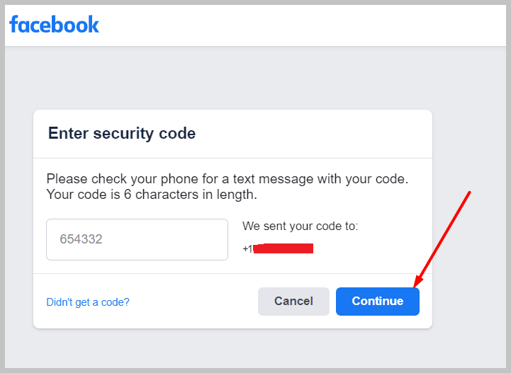 after entering the code