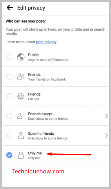 choose the option Only Me