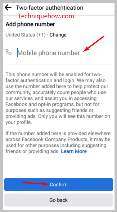 click on Add phone number