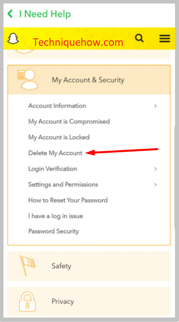 click on Delete My Account.