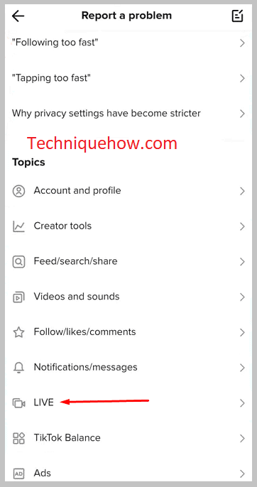 click on Live