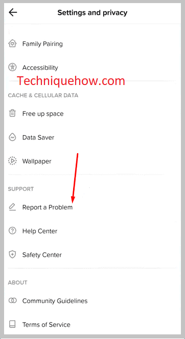 click on Report a Problem