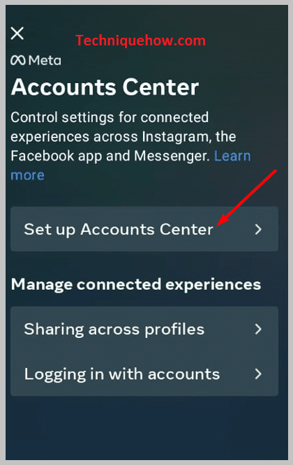 click on Set up Accounts Center