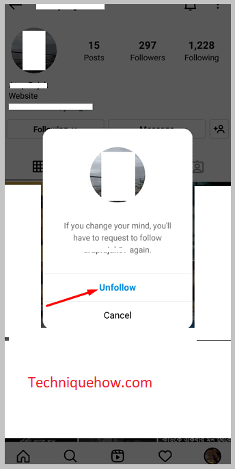 click on “Unfollow”