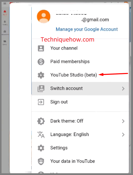 click on YouTube Studio (beta)