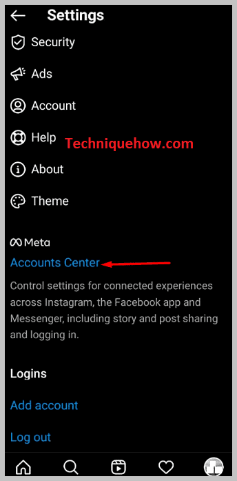 click on the Account Center option