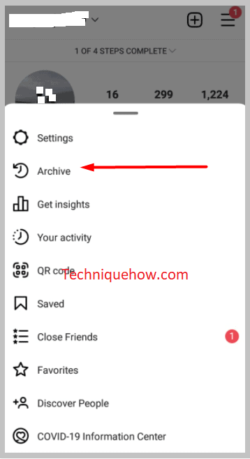 click on the Archive option