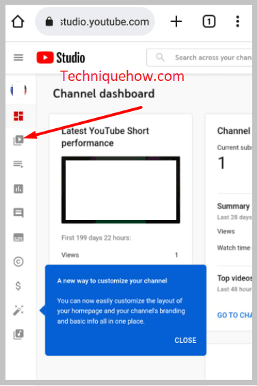 click on the Content icon