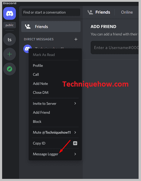 click on the Message Logger